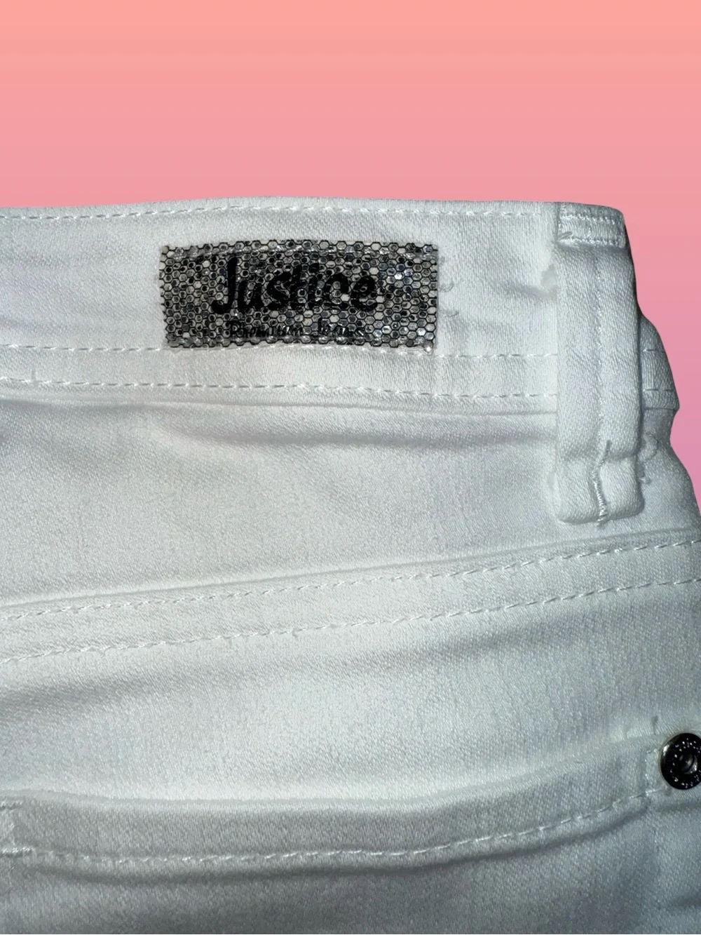 Justice White Girls Denim Bermuda Shorts